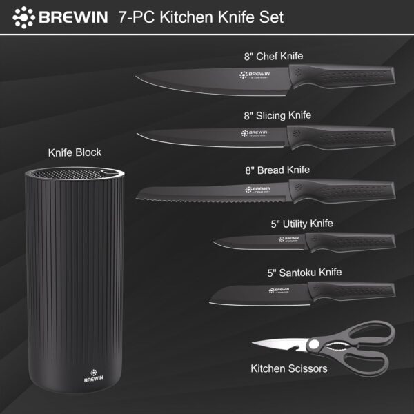 Brewin Kitchen Knife Set with Universal Knife Block – Dishwasher Safe - Image 3