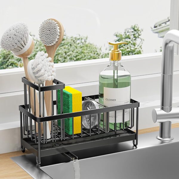 Cisily Stainless Steel Sink Caddy – Sponge & Brush Holder, Rustproof Organizer